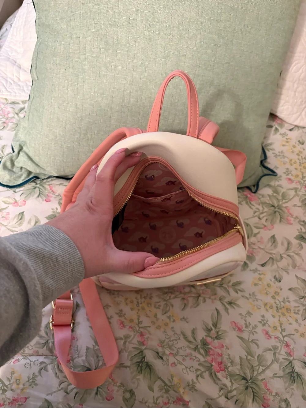 Loungefly Pink and Cream Hercules & Megara Mini Backpack